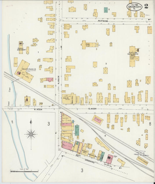 Sanborn Fire Insurance Map from Union City, Erie County, Pennsylvania (1905), Sheet #0002 - Historic Sanborn Fire Insurance Map Print, vintage old map wall art, antique decor, genealogy gift, Pennsylvania Pennsylvania map