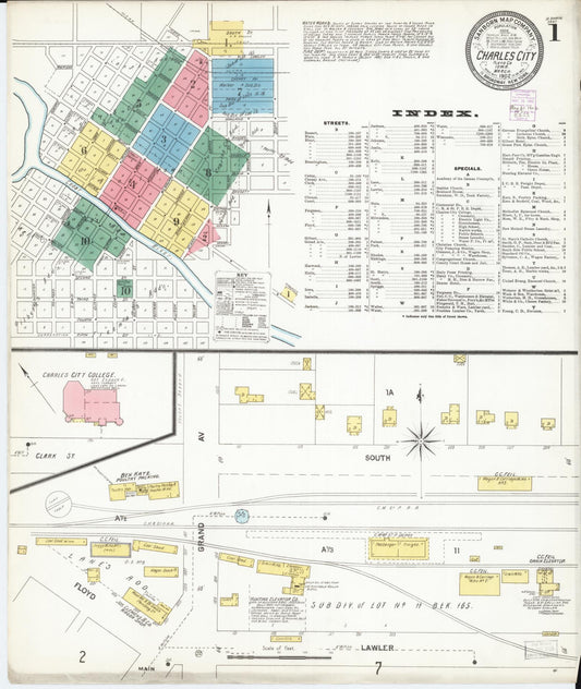 Sanborn Fire Insurance Map from Charles City, Floyd County, Iowa (1902), Sheet #0001 - Historic Sanborn Fire Insurance Map Print