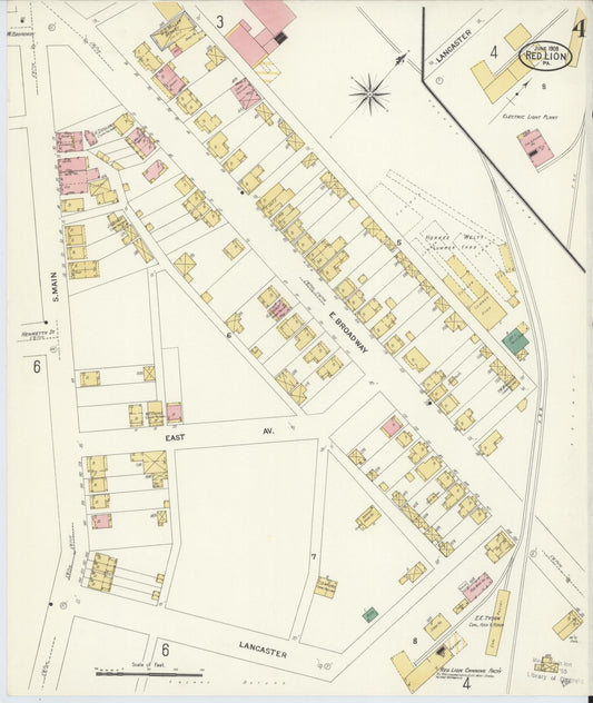Sanborn Fire Insurance Map from Red Lion, York County, Pennsylvania (1908), Sheet #0004 - Historic Sanborn Fire Insurance Map Print, vintage old map wall art, antique decor, genealogy gift, Pennsylvania Pennsylvania map