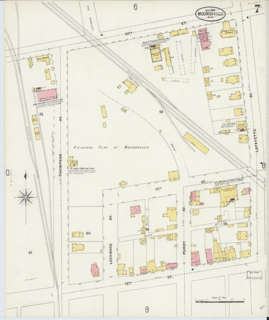 Sanborn Fire Insurance Map from Moundsville, Marshall County, West Virginia (1898), Sheet #0007 - Historic Sanborn Fire Insurance Map Print, vintage old map wall art, antique decor, genealogy gift, West Virginia West Virginia map