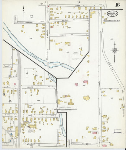 Sanborn Fire Insurance Map from Norwich, Chenango County, New York (1917), Sheet #0016 - Historic Sanborn Fire Insurance Map Print, vintage old map wall art, antique decor, genealogy gift, New York New York map