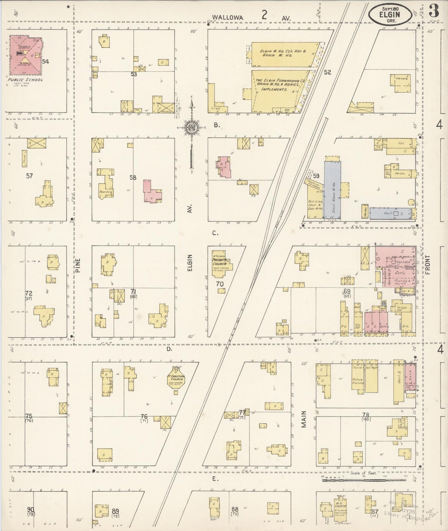 Sanborn Fire Insurance Map from Elgin, Union County, Oregon (1910), Sheet #0003 - Complete Map Set gallery image, historic Sanborn map, vintage wall art, Oregon Oregon