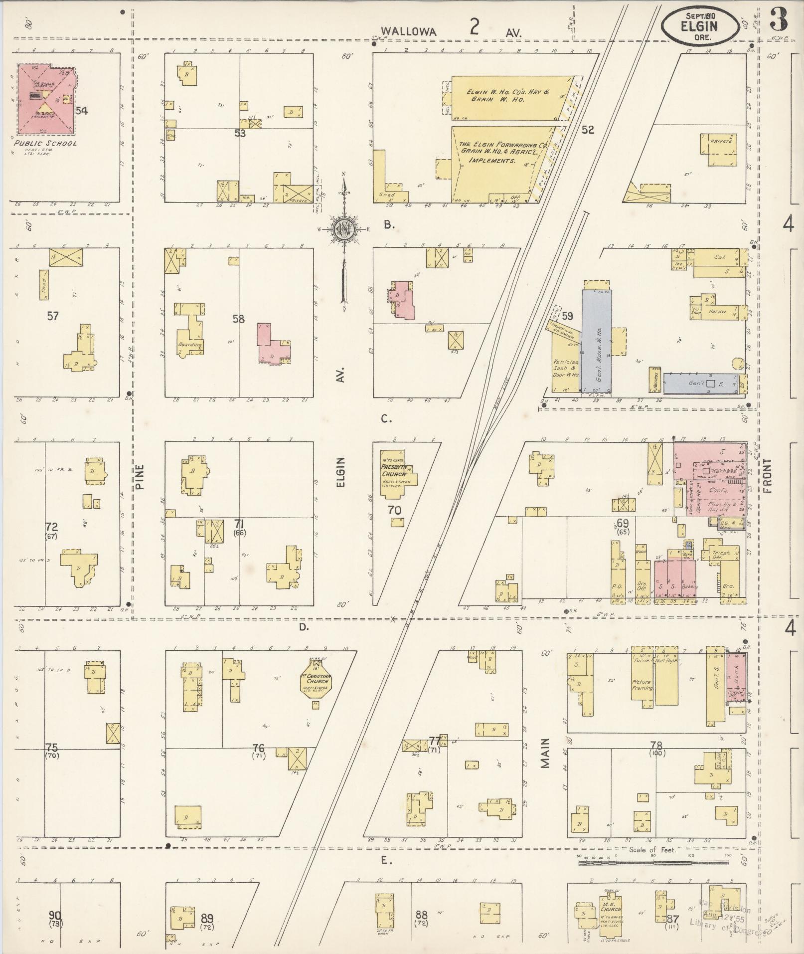 Sanborn Fire Insurance Map from Elgin, Union County, Oregon (1910), Sheet #0003 - Complete Map Set gallery image, historic Sanborn map, vintage wall art, Oregon Oregon