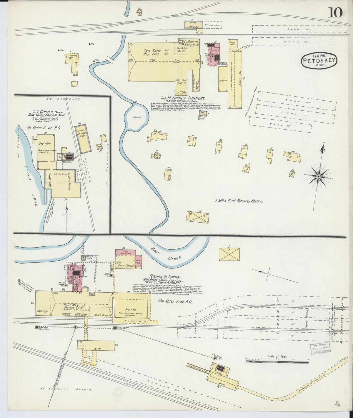 Sanborn Fire Insurance Map from Petoskey, Emmet County, Michigan (1896), Sheet #0010 - Historic Sanborn Fire Insurance Map Print, vintage old map wall art, antique decor, genealogy gift, Michigan Michigan map