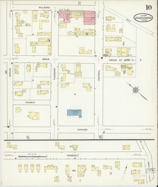 Sanborn Fire Insurance Map from Winchendon, Worcester County, Massachusetts (1914), Sheet #0010 - Historic Sanborn Fire Insurance Map Print, vintage old map wall art, antique decor, genealogy gift, Massachusetts Massachusetts map