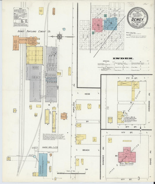 Sanborn Fire Insurance Map from Dewey, Washington County, Oklahoma (1911), Sheet #0001 - Complete Map Set gallery image, historic Sanborn map, vintage wall art, Oklahoma Oklahoma