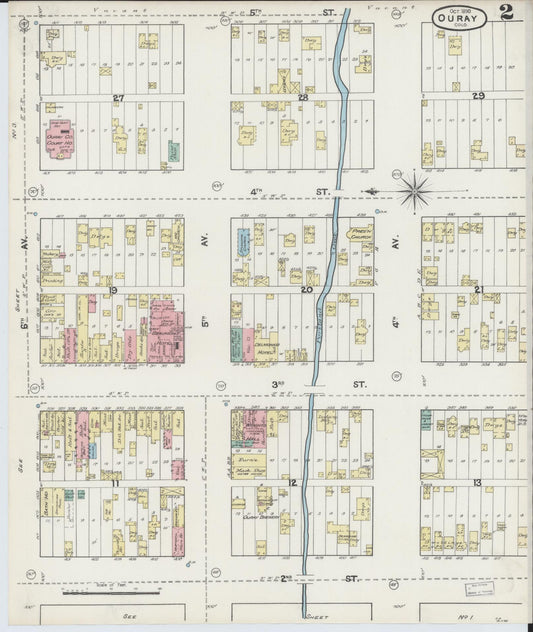 Sanborn Fire Insurance Map from Ouray, Ouray County, Colorado (1890), Sheet #0002 - Historic Sanborn Fire Insurance Map Print, vintage old map wall art, antique decor, genealogy gift, Colorado Colorado map