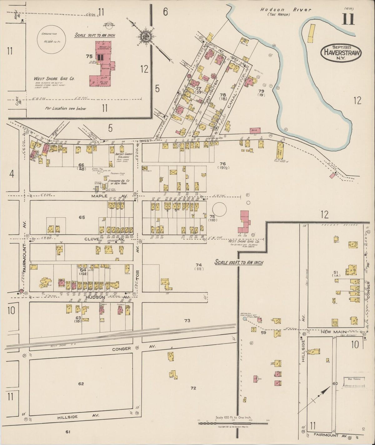 Sanborn Fire Insurance Map from Haverstraw, Rockland County, New York (1921), Sheet #0011 - Complete Map Set gallery image, historic Sanborn map, vintage wall art, New York New York