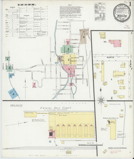 Sanborn Fire Insurance Map from Warsaw, Wyoming County, New York (1897), Sheet #0001 - Complete Map Set gallery image, historic Sanborn map, vintage wall art, Warsaw Wyoming