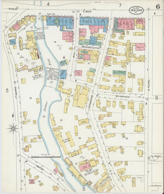 Sanborn Fire Insurance Map from Malone, Franklin County, New York (1898), Sheet #0006 - Historic Sanborn Fire Insurance Map Print, vintage old map wall art, antique decor, genealogy gift, New York New York map