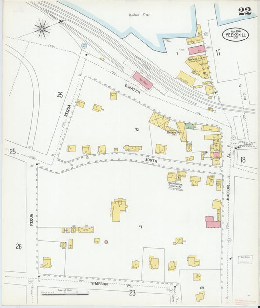 Sanborn Fire Insurance Map from Peekskill, Westchester County, New York (1900), Sheet #0022 - Historic Sanborn Fire Insurance Map Print, vintage old map wall art, antique decor, genealogy gift, New York New York map