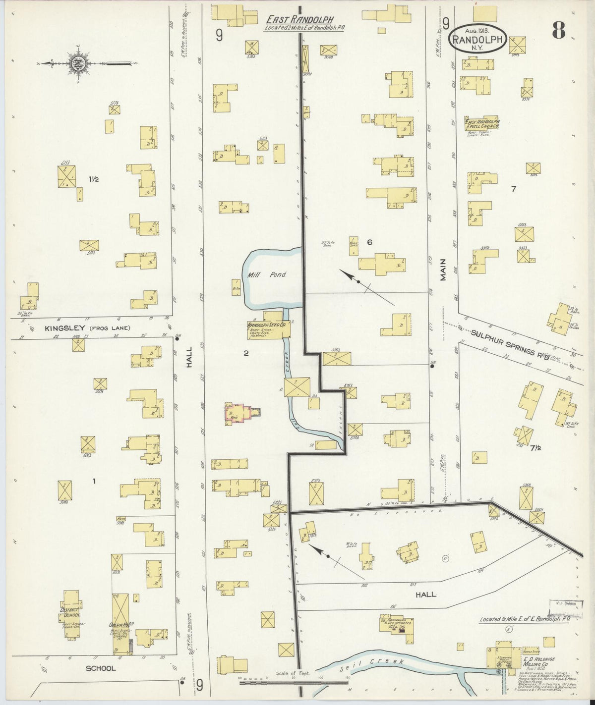 Sanborn Fire Insurance Map from Randolph, Cattaraugus County, New York (1913), Sheet #0008 - Complete Map Set gallery image, historic Sanborn map, vintage wall art, New York New York