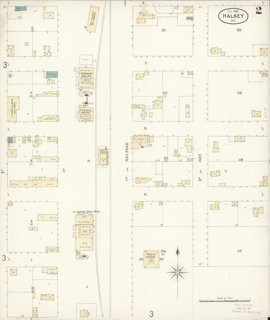 Sanborn Fire Insurance Map from Halsey, Linn County, Oregon (1899), Sheet #0002 - Historic Sanborn Fire Insurance Map Print, vintage old map wall art, antique decor, genealogy gift, Oregon Oregon map