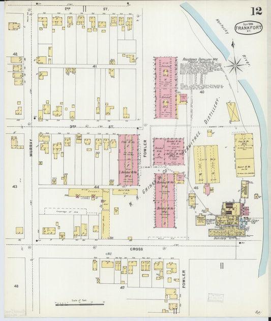 Sanborn Fire Insurance Map from Frankfort, Franklin County, Kentucky (1896), Sheet #0012 - Historic Sanborn Fire Insurance Map Print, vintage old map wall art, antique decor, genealogy gift, Kentucky Kentucky map