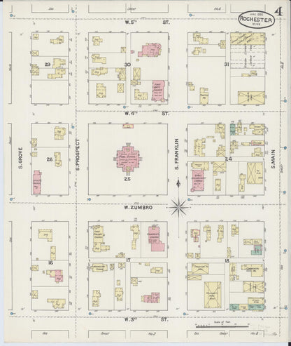 Sanborn Fire Insurance Map from Rochester, Olmsted County, Minnesota (1890), Sheet #0004 - Complete Map Set gallery image, historic Sanborn map, vintage wall art, Minnesota Minnesota