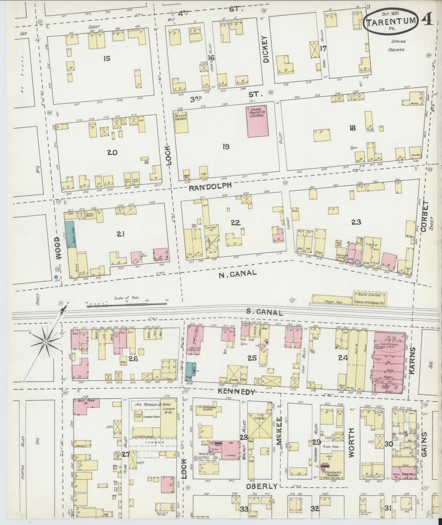 Sanborn Fire Insurance Map from Tarentum, Allegheny County, Pennsylvania (1891), Sheet #0004 - Complete Map Set gallery image, historic Sanborn map, vintage wall art, Pennsylvania Pennsylvania