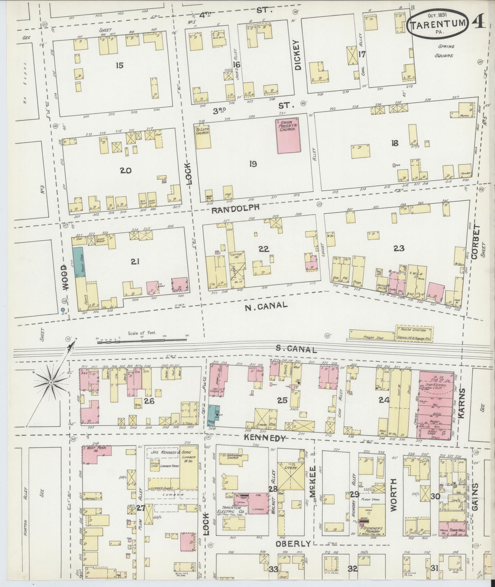Sanborn Fire Insurance Map from Tarentum, Allegheny County, Pennsylvania (1891), Sheet #0004 - Complete Map Set gallery image, historic Sanborn map, vintage wall art, Pennsylvania Pennsylvania
