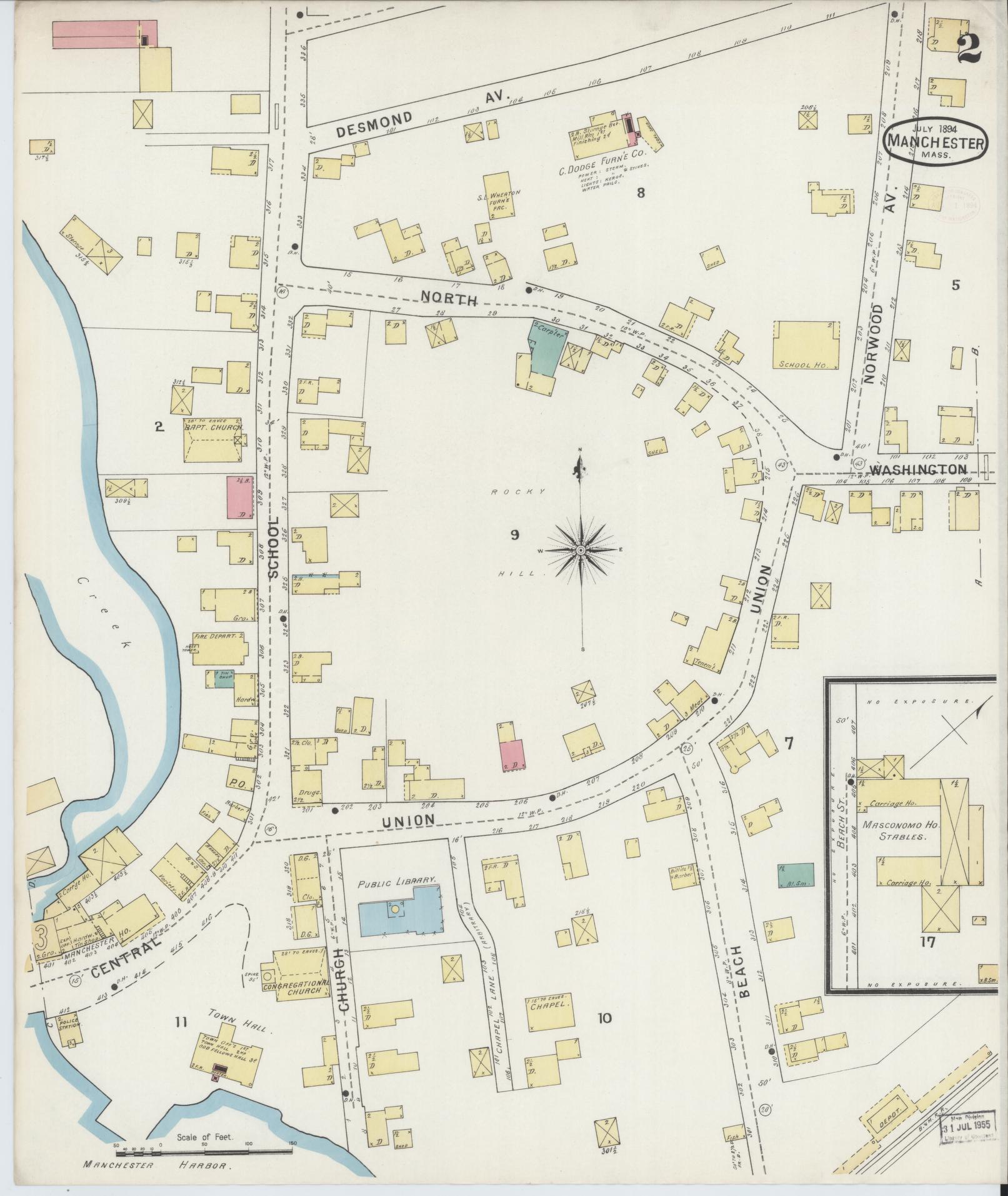 Sanborn Fire Insurance Map from Manchester, Essex County, Massachusetts (1894), Sheet #0002 - Complete Map Set gallery image, historic Sanborn map, vintage wall art, Massachusetts Massachusetts