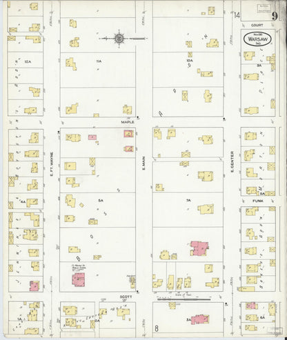Sanborn Fire Insurance Map from Warsaw, Kosciusko County, Indiana (1910), Sheet #0009 - Complete Map Set gallery image, historic Sanborn map, vintage wall art, Indiana Indiana