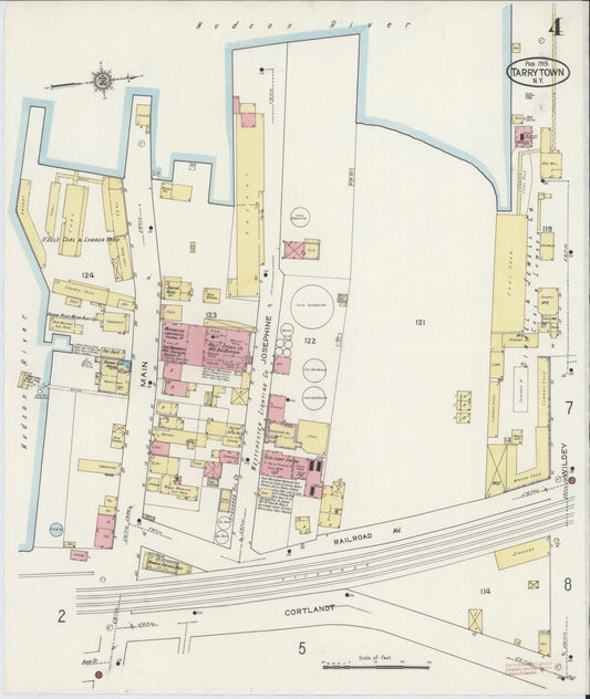 Sanborn Fire Insurance Map from Tarrytown, Westchester County, New York (1915), Sheet #0004 - Historic Sanborn Fire Insurance Map Print, vintage old map wall art, antique decor, genealogy gift, New York New York map