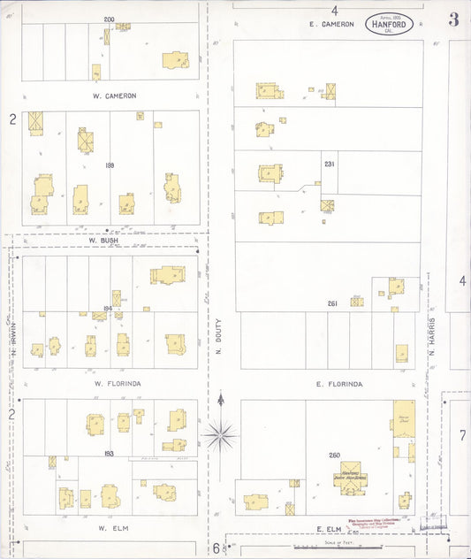Sanborn Fire Insurance Map from Hanford, Kings County, California (1905), Sheet #0003 - Historic Sanborn Fire Insurance Map Print, vintage old map wall art, antique decor, genealogy gift, California California map