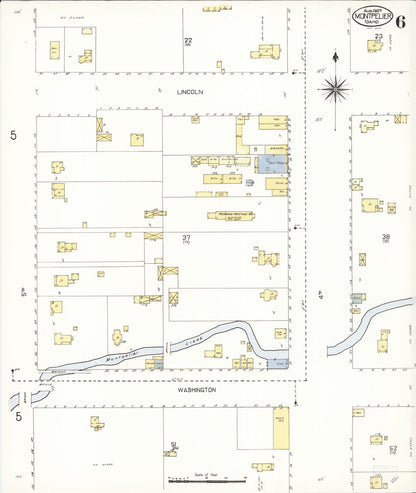 Sanborn Fire Insurance Map from Montpelier, Bear Lake County, Idaho (1907), Sheet #0006 - Complete Map Set gallery image, historic Sanborn map, vintage wall art, Idaho Idaho