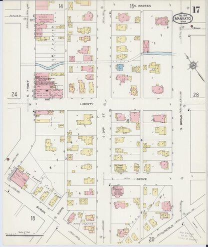 Sanborn Fire Insurance Map from Mankato, Blue Earth County, Minnesota (1914), Sheet #0017 - Complete Map Set gallery image, historic Sanborn map, vintage wall art, Minnesota Minnesota