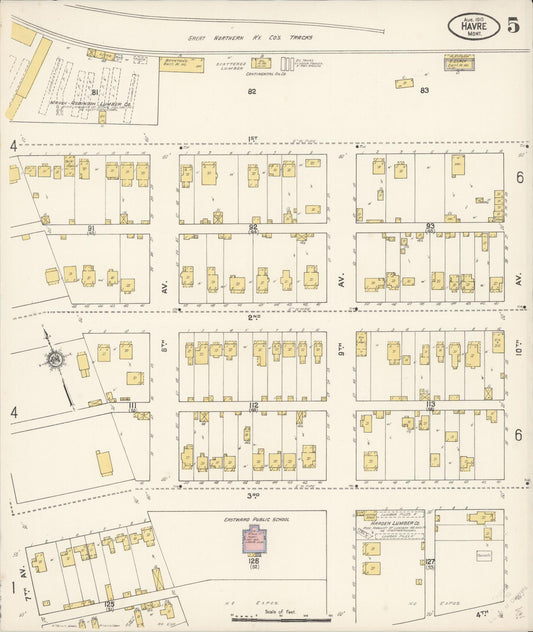 Sanborn Fire Insurance Map from Havre, Hill County, Montana (1910), Sheet #0005 - Historic Sanborn Fire Insurance Map Print, vintage old map wall art, antique decor, genealogy gift, Montana Montana map