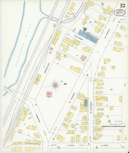 Sanborn Fire Insurance Map from Bath, Steuben County, New York (1909), Sheet #0012 - Complete Map Set gallery image, historic Sanborn map, vintage wall art, New York New York