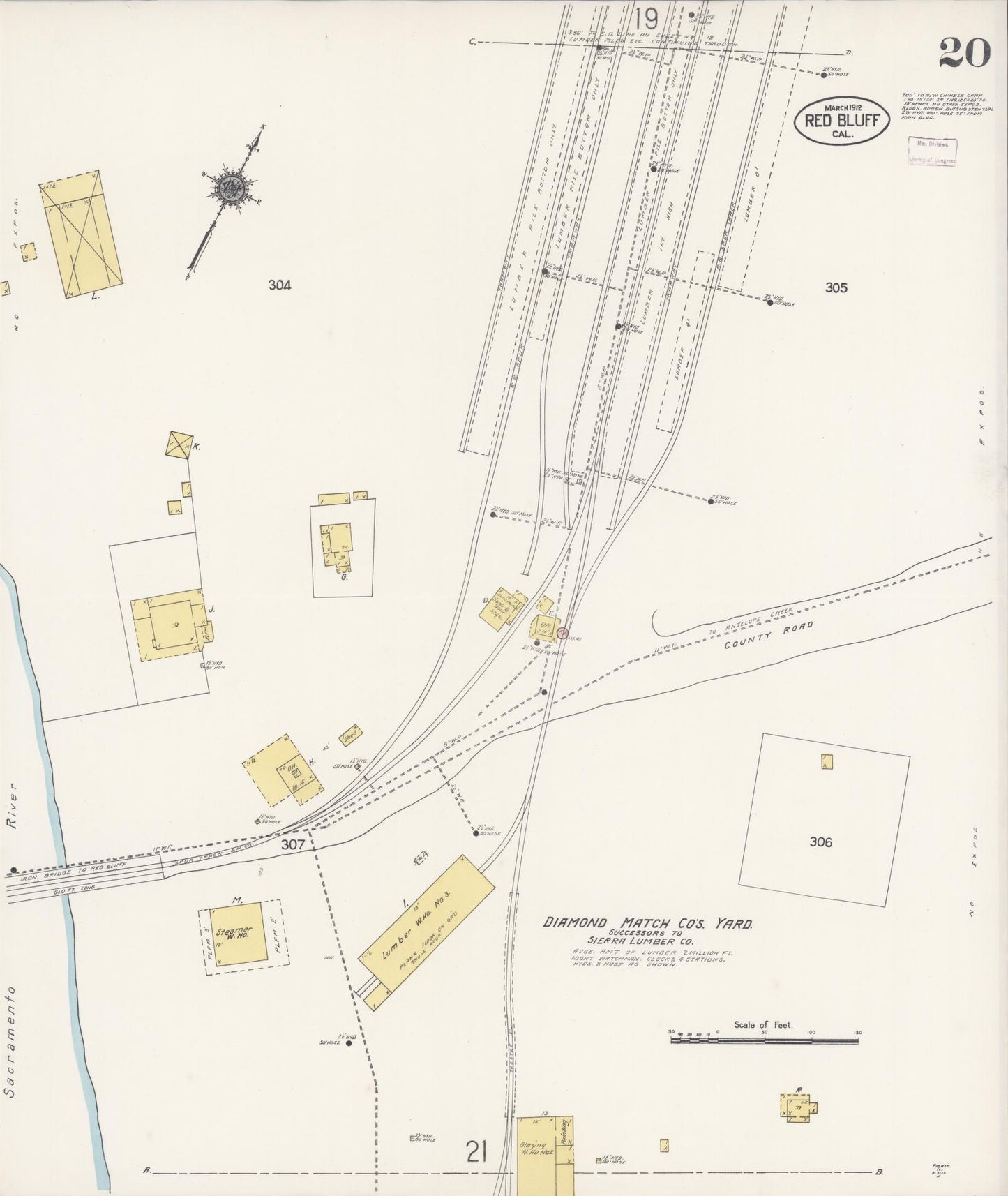 Sanborn Fire Insurance Map from Red Bluff, Tehama County, California (1912), Sheet #0020 - Complete Map Set gallery image, historic Sanborn map, vintage wall art, California California