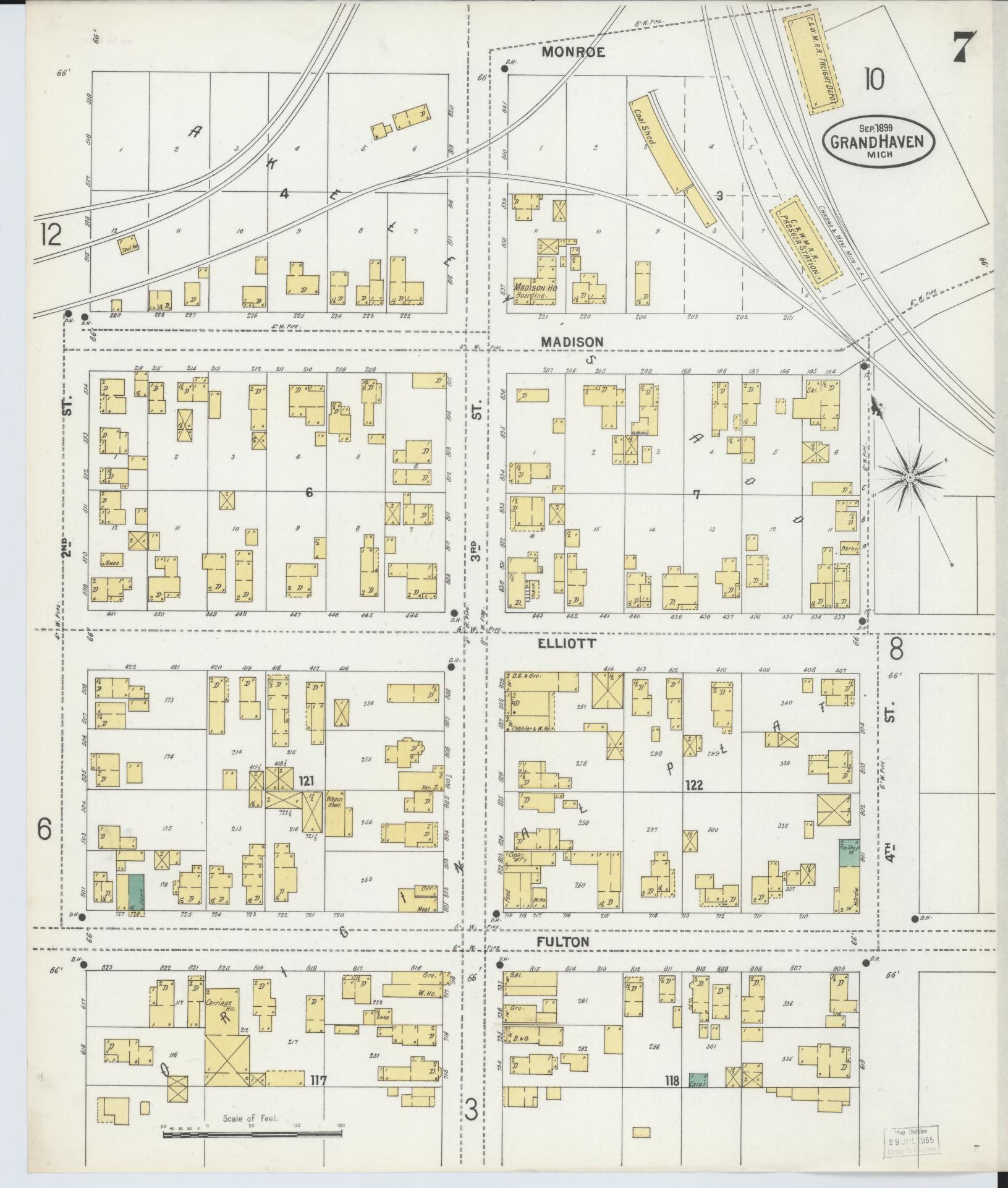 Sanborn Fire Insurance Map from Grand Haven, Ottawa County, Michigan (1899), Sheet #0007 - Complete Map Set gallery image, historic Sanborn map, vintage wall art, Michigan Michigan