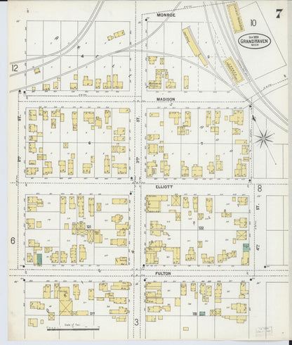 Sanborn Fire Insurance Map from Grand Haven, Ottawa County, Michigan (1899), Sheet #0007 - Complete Map Set gallery image, historic Sanborn map, vintage wall art, Michigan Michigan