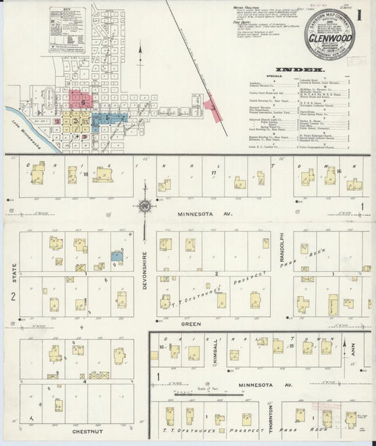 Sanborn Fire Insurance Map from Glenwood, Pope County, Minnesota. (1909) – Map View