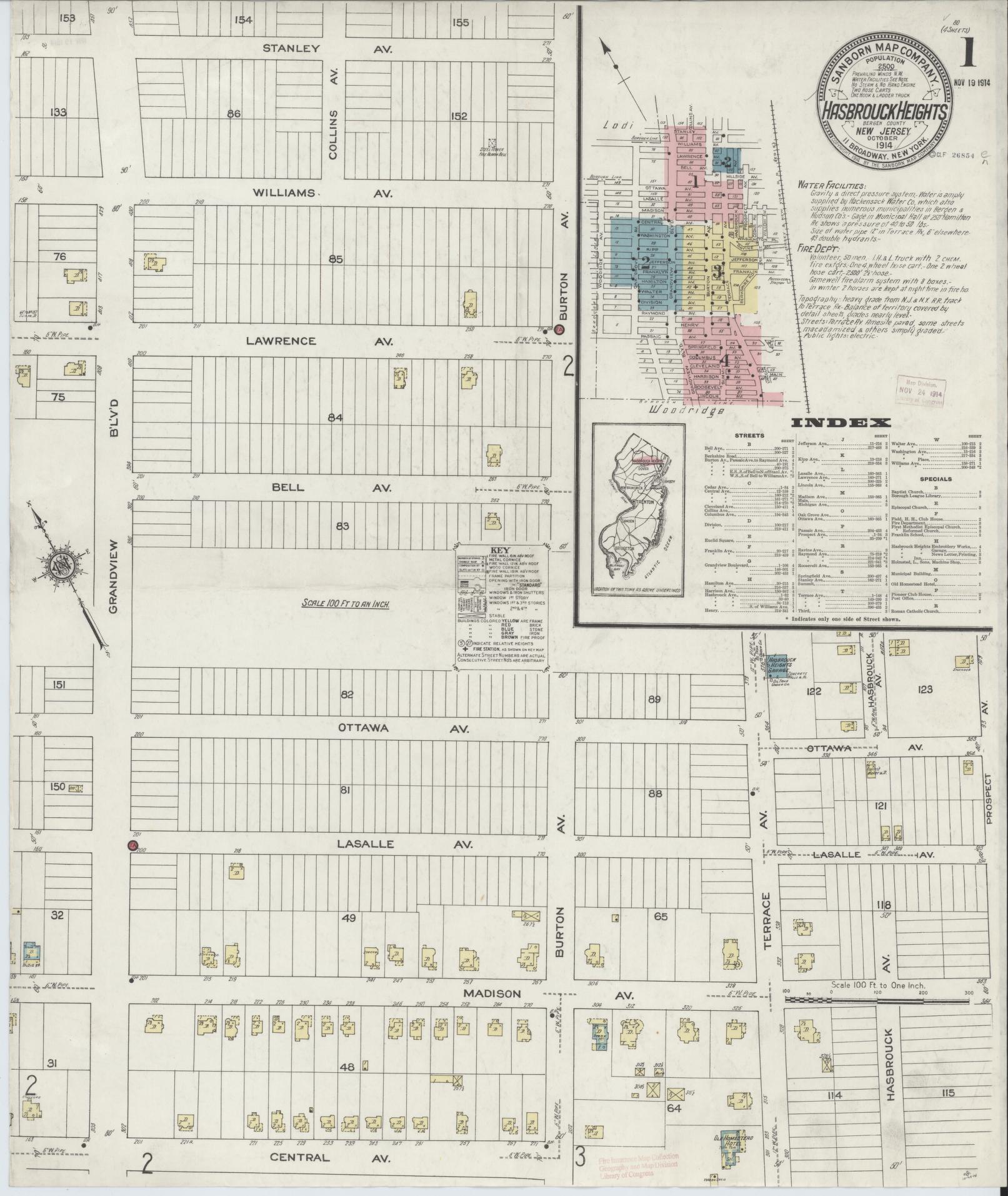 Sanborn Fire Insurance Map from Hasbrouck Heights, Bergen County, New Jersey. (1914) – Historic Sanborn Fire Insurance Map Print