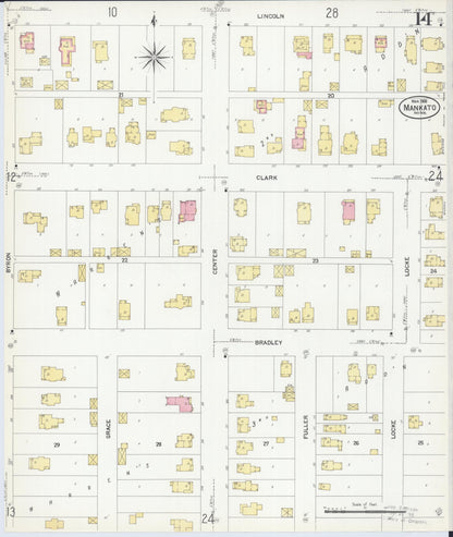 Sanborn Fire Insurance Map from Mankato, Blue Earth County, Minnesota (1908), Sheet #0014 - Complete Map Set gallery image, historic Sanborn map, vintage wall art, Minnesota Minnesota