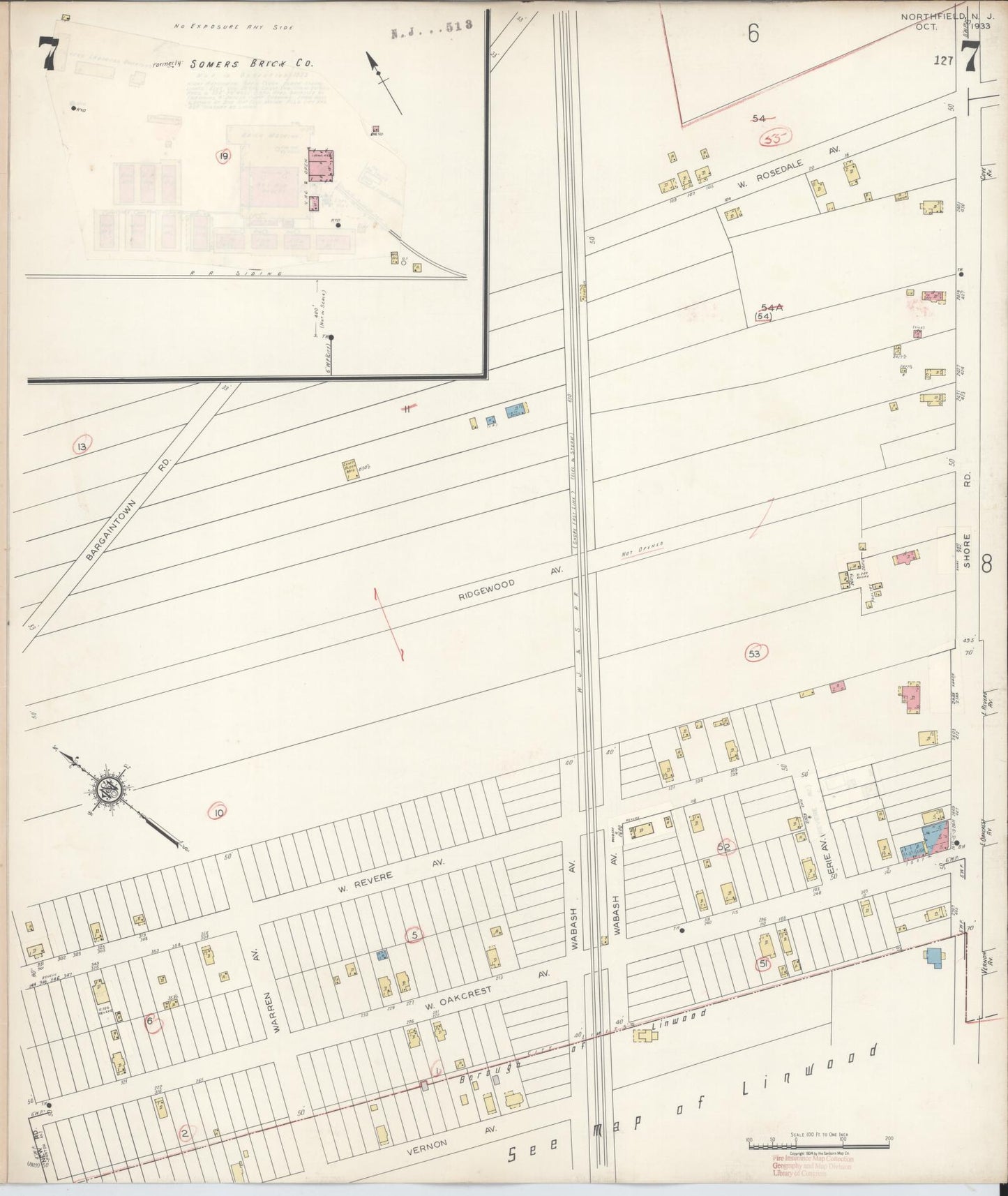 Sanborn Fire Insurance Map from Northfield, Atlantic County, New Jersey (1942), Sheet #0007 - Complete Map Set gallery image, historic Sanborn map, vintage wall art, New Jersey New Jersey