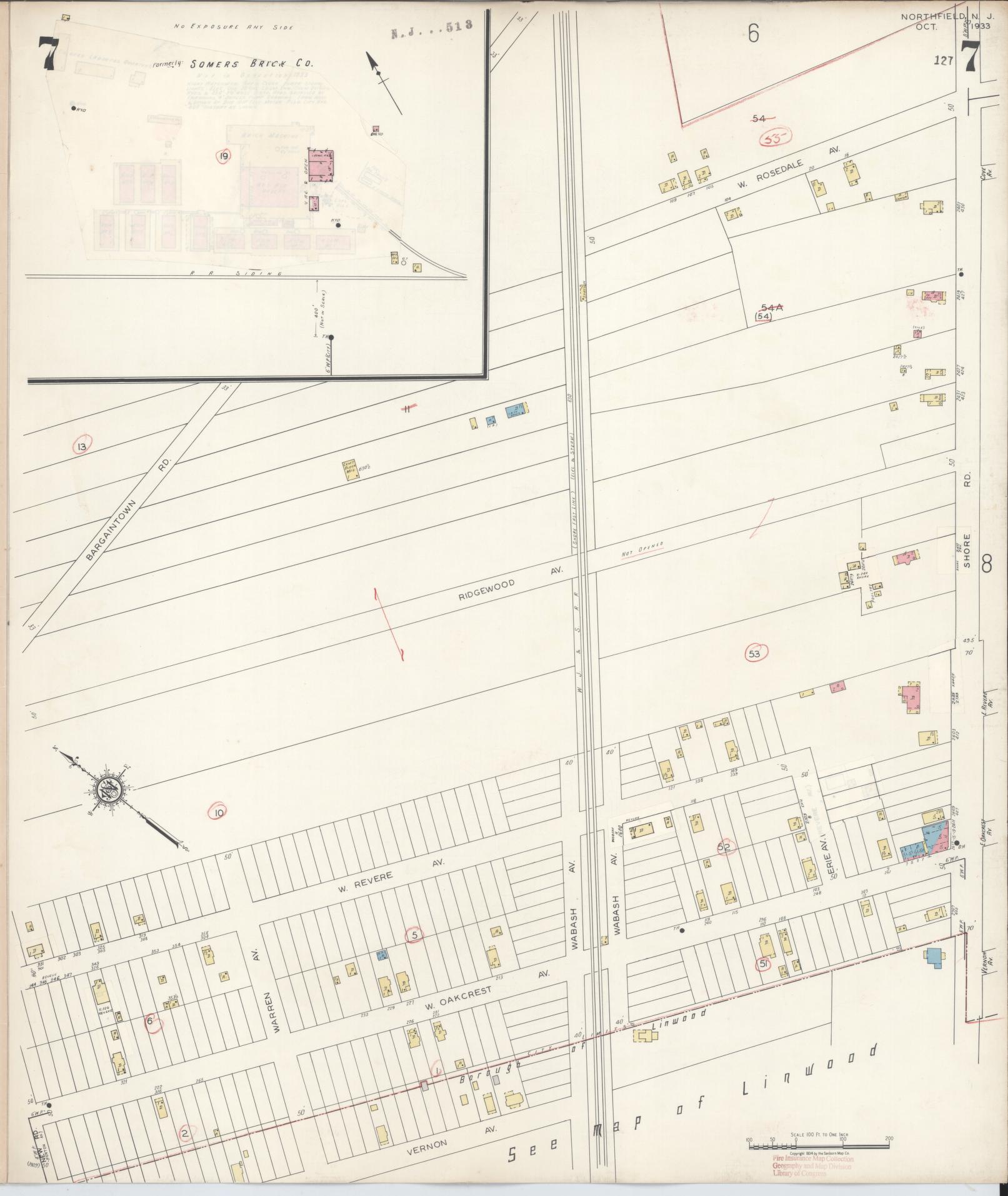 Sanborn Fire Insurance Map from Northfield, Atlantic County, New Jersey (1942), Sheet #0007 - Complete Map Set gallery image, historic Sanborn map, vintage wall art, New Jersey New Jersey