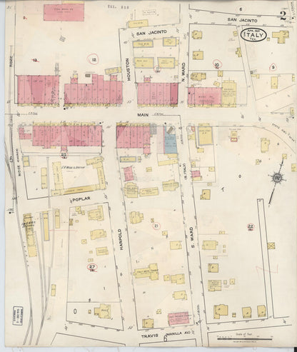 Sanborn Fire Insurance Map from Italy, Ellis County, Texas (1944), Sheet #0002 - Complete Map Set gallery image, historic Sanborn map, vintage wall art, Texas Texas