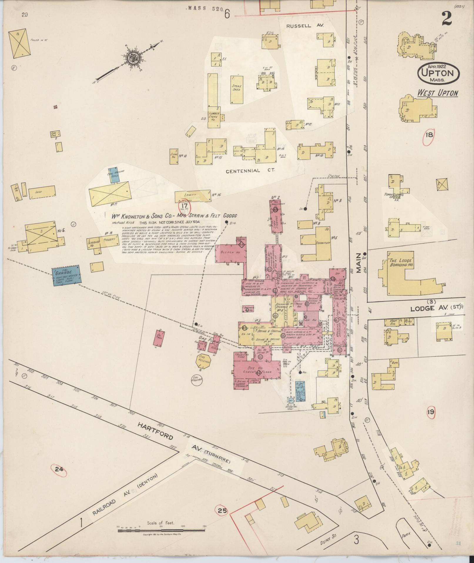Sanborn Fire Insurance Map from Upton, Worcester County, Massachusetts (1945), Sheet #0002 - Historic Sanborn Fire Insurance Map Print, vintage old map wall art, antique decor, genealogy gift, Massachusetts Massachusetts map