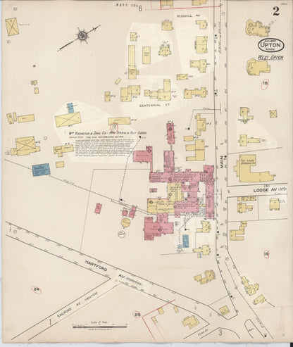 Sanborn Fire Insurance Map from Upton, Worcester County, Massachusetts (1945), Sheet #0002 - Historic Sanborn Fire Insurance Map Print, vintage old map wall art, antique decor, genealogy gift, Massachusetts Massachusetts map