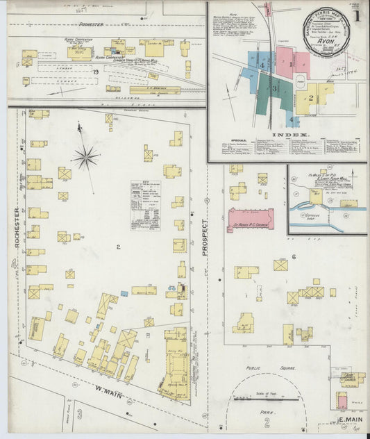 Sanborn Fire Insurance Map from Avon, Livingston County, New York (1893), Sheet #0001 - Historic Sanborn Fire Insurance Map Print, vintage old map wall art, antique decor, genealogy gift, New York New York map