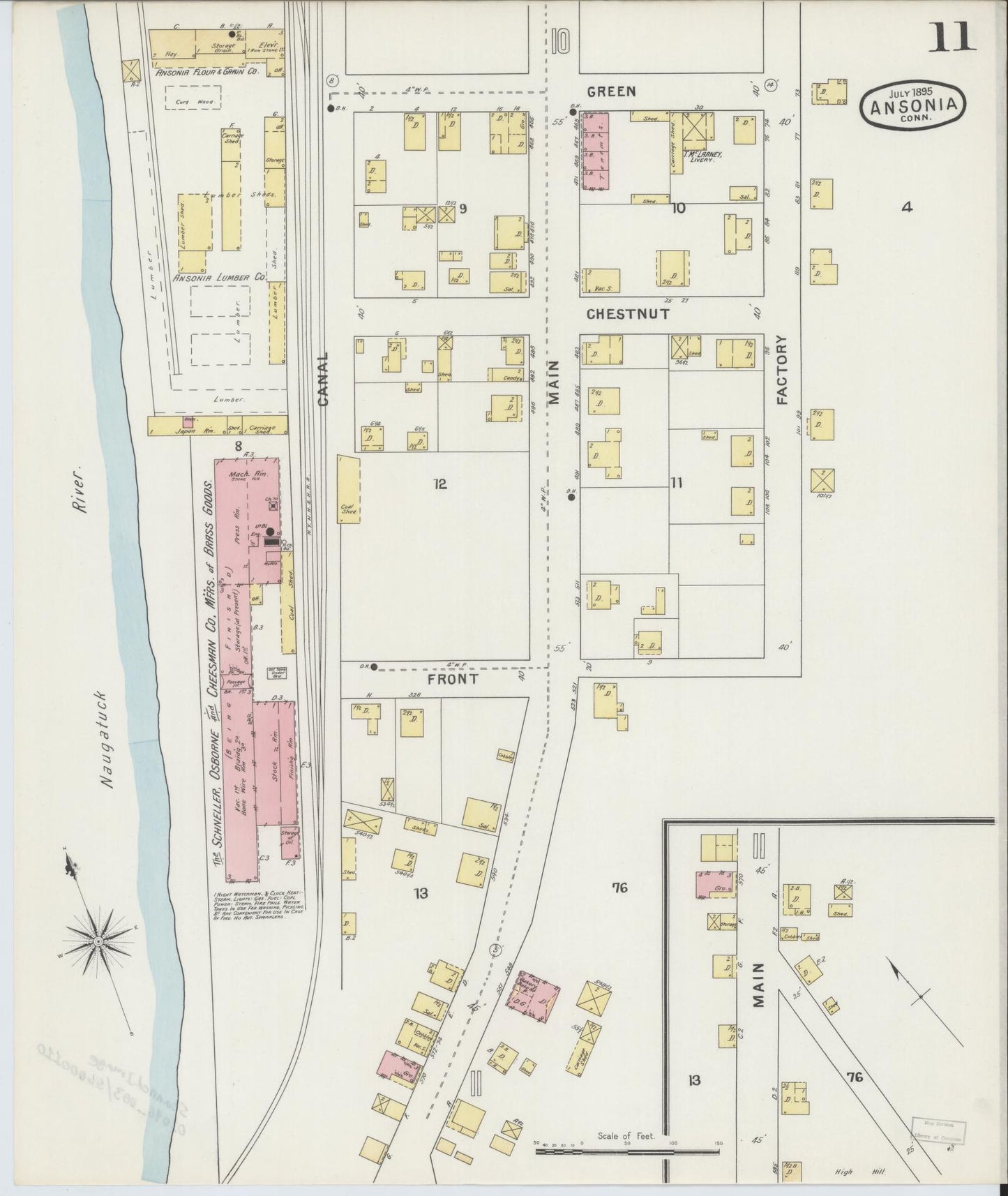Sanborn Fire Insurance Map from Ansonia, New Haven County, Connecticut (1895), Sheet #0011 - Complete Map Set gallery image, historic Sanborn map, vintage wall art, Connecticut Connecticut