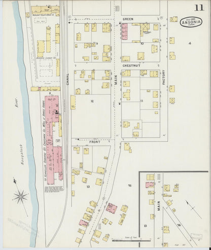 Sanborn Fire Insurance Map from Ansonia, New Haven County, Connecticut (1895), Sheet #0011 - Complete Map Set gallery image, historic Sanborn map, vintage wall art, Connecticut Connecticut