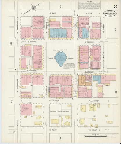Sanborn Fire Insurance Map from Waxahachie, Ellis County, Texas (1914), Sheet #0003 - Complete Map Set gallery image, historic Sanborn map, vintage wall art, Texas Texas