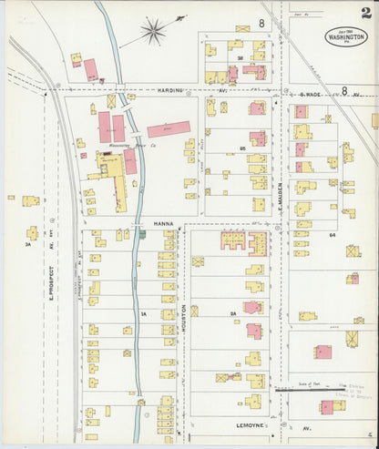 Sanborn Fire Insurance Map from Washington, Washington County, Pennsylvania (1904), Sheet #0002 - Historic Sanborn Fire Insurance Map Print, vintage old map wall art, antique decor, genealogy gift, Pennsylvania Pennsylvania map