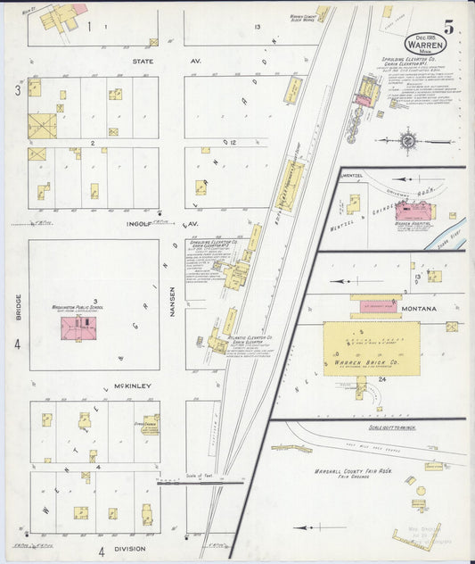 Sanborn Fire Insurance Map from Warren, Marshall County, Minnesota (1915), Sheet #0005 - Historic Sanborn Fire Insurance Map Print, vintage old map wall art, antique decor, genealogy gift, Minnesota Minnesota map