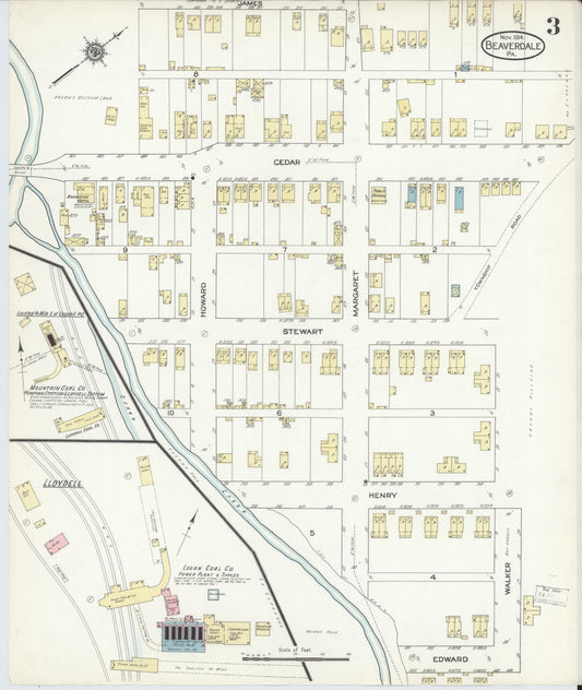 Sanborn Fire Insurance Map from Beaverdale, Cambria County, Pennsylvania (1914), Sheet #0003 - Historic Sanborn Fire Insurance Map Print, vintage old map wall art, antique decor, genealogy gift, Pennsylvania Pennsylvania map
