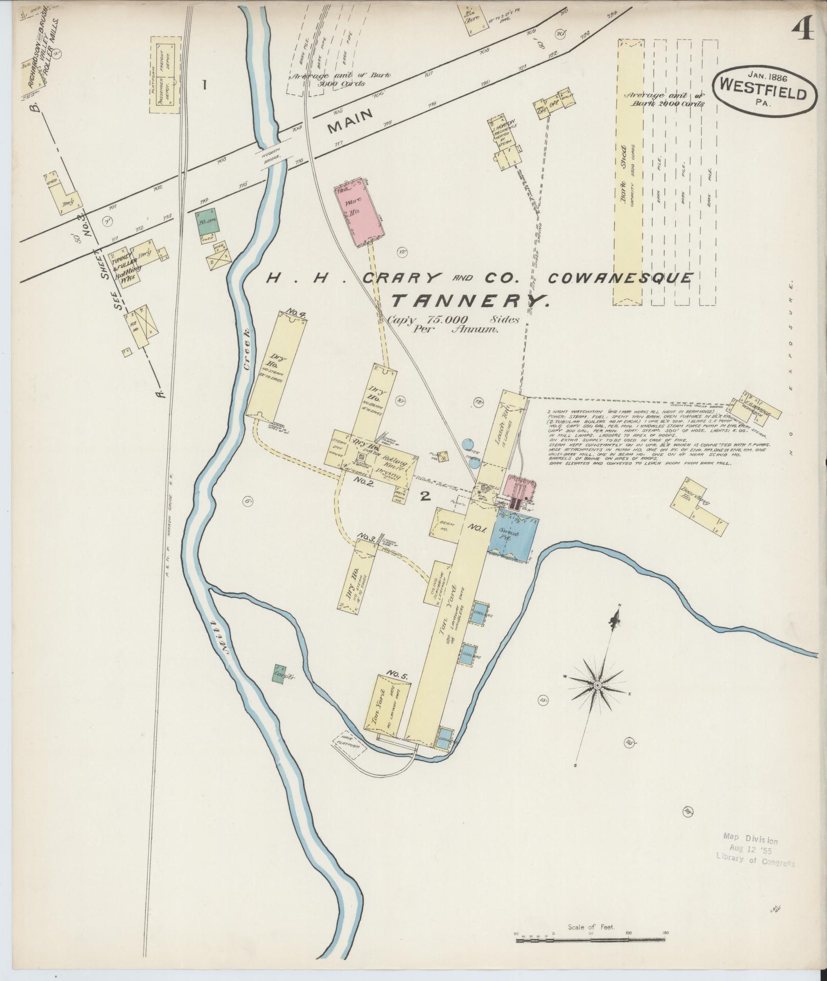Sanborn Fire Insurance Map from Westfield, Tioga County, Pennsylvania (1886), Sheet #0004 - Complete Map Set gallery image, historic Sanborn map, vintage wall art, Pennsylvania Pennsylvania