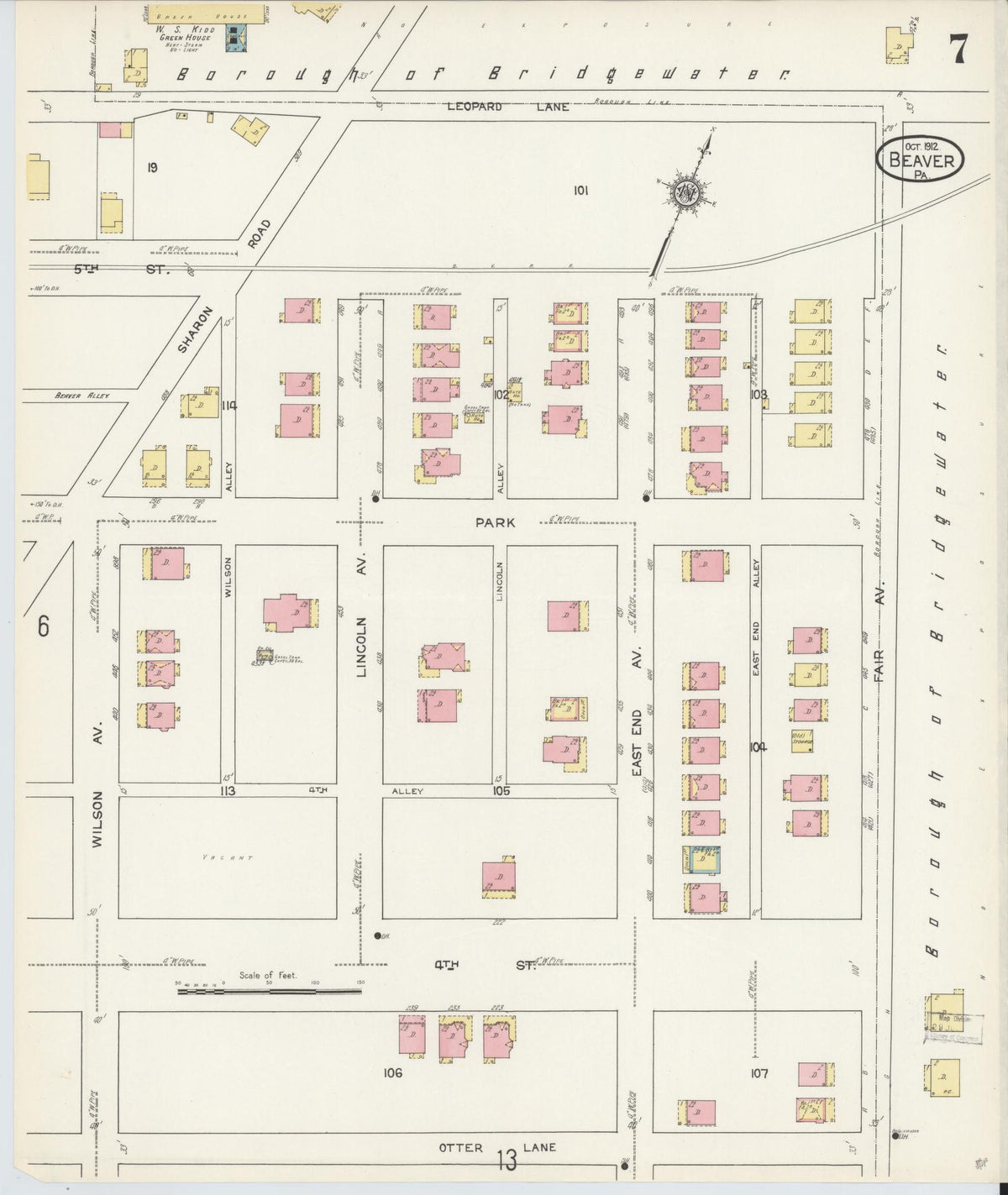 Sanborn Fire Insurance Map from Beaver, Beaver County, Pennsylvania (1912), Sheet #0007 - Complete Map Set gallery image, historic Sanborn map, vintage wall art, Pennsylvania Pennsylvania