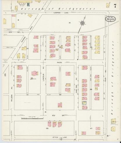Sanborn Fire Insurance Map from Beaver, Beaver County, Pennsylvania (1912), Sheet #0007 - Complete Map Set gallery image, historic Sanborn map, vintage wall art, Pennsylvania Pennsylvania